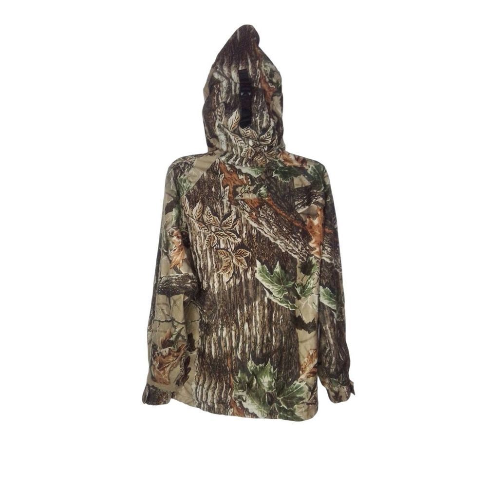 Cabelas Made In The USA Vintage Cameo Full Zip Hooded Hunting Jacket Size L And - Picture 2 of 12